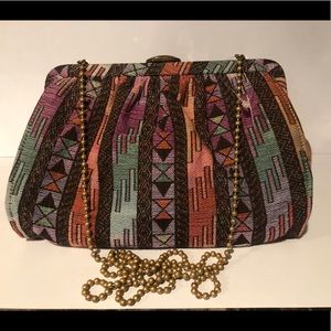 Multicolored Tribal Print Crossbody Clutch